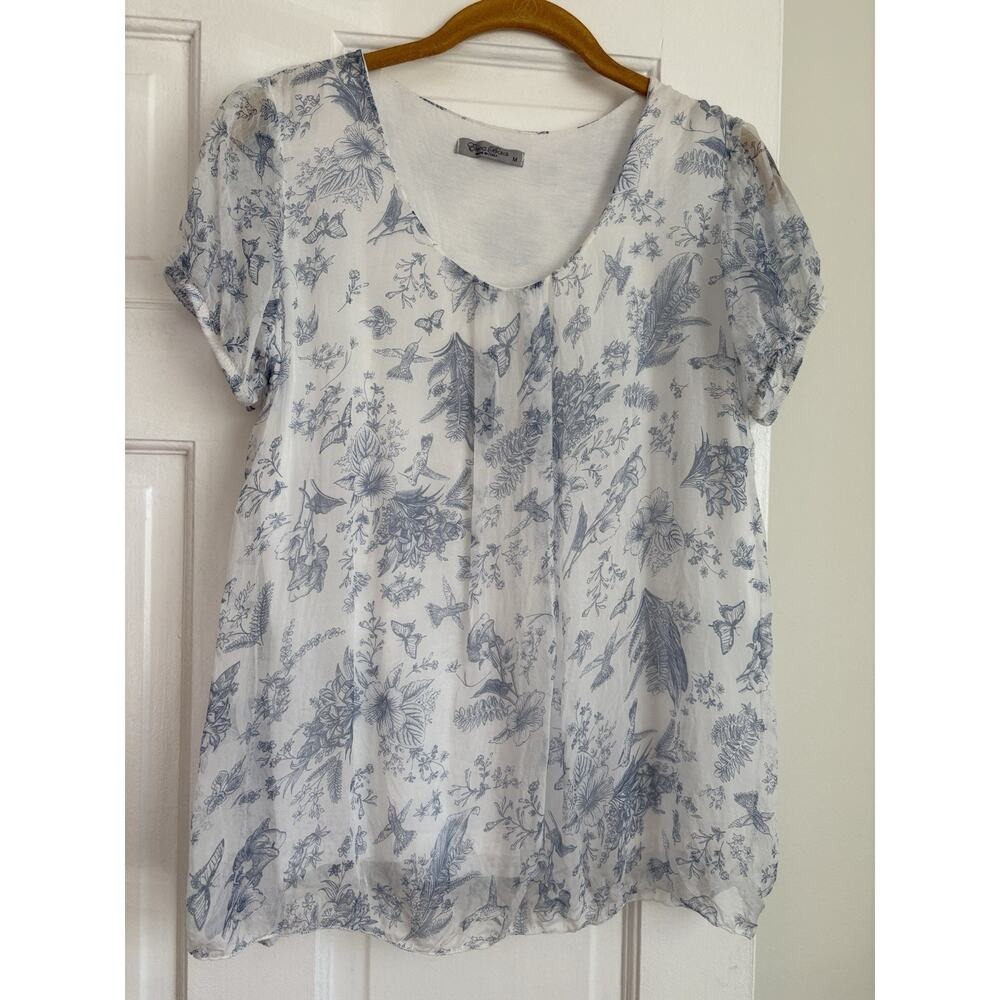 Elena Baldi 100% Silk Top Made in‎ Italy Summer Travel Casual Boho Shabby Chic